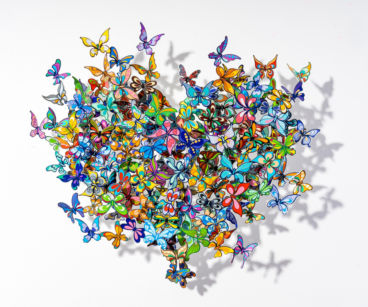 大衛‧克拉科夫3D金屬牆雕作品《我的心在顫動》90x109公分（圖翻拍自網站）