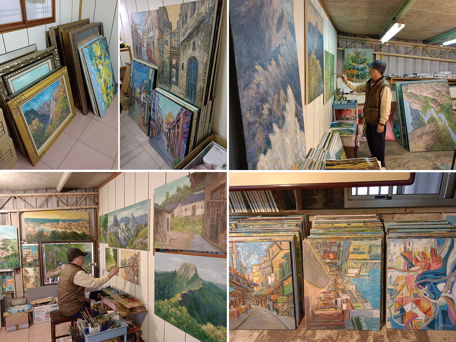許宜家經年累月地創作，積聚為數可觀的得意油畫作品。（攝影∕記者鄭松維）